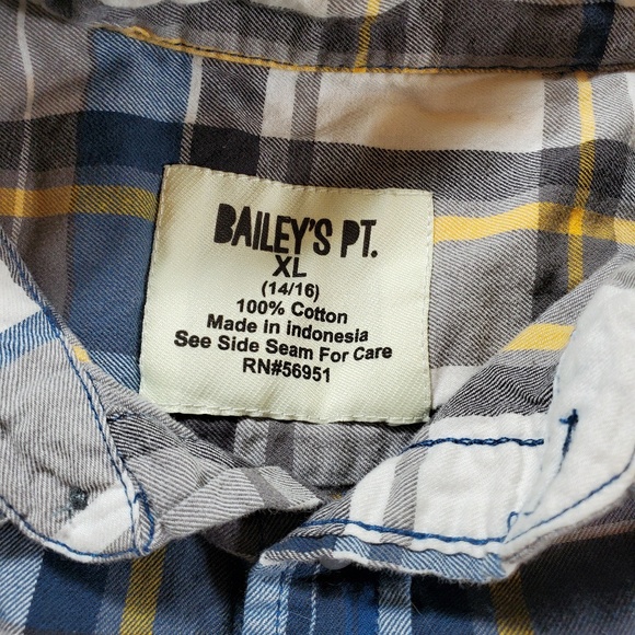 Bailey's PT Blue Plaid Button Down Shirt | XL - Picture 3 of 5